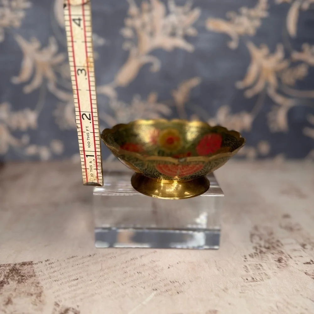 Handmade Israel Brass Menorah Bowl Judaica Holy Land Decor